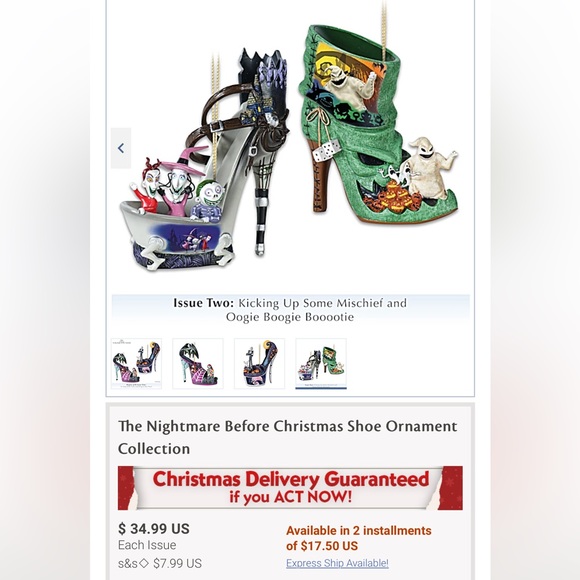 Disney Holiday The Nightmare Before Christmas Shoe Ornament